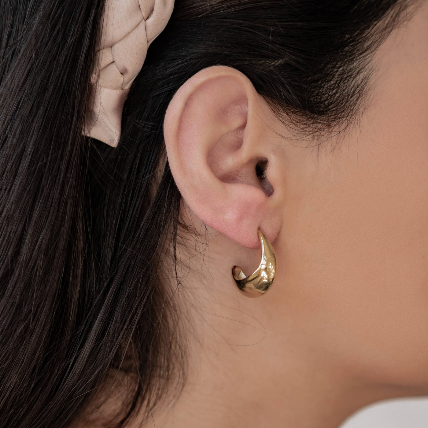 Boucles d'Oreilles Créoles Longues Dome Acier Inoxydable