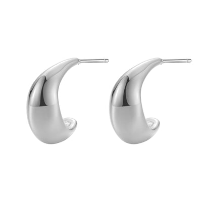 Boucles d'Oreilles Créoles Longues Dome Acier Inoxydable