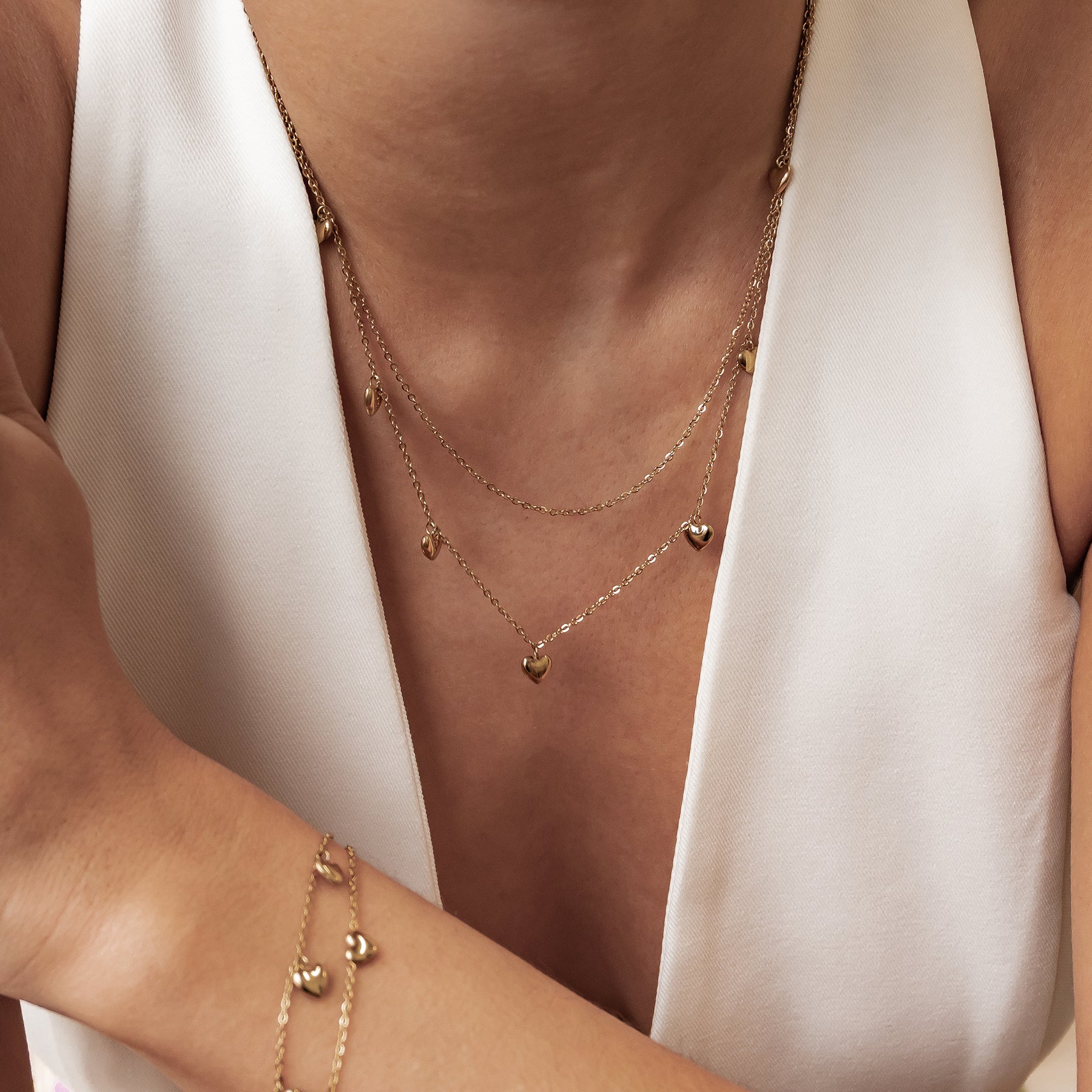 Layered Chunky Heart Necklace Waterproof