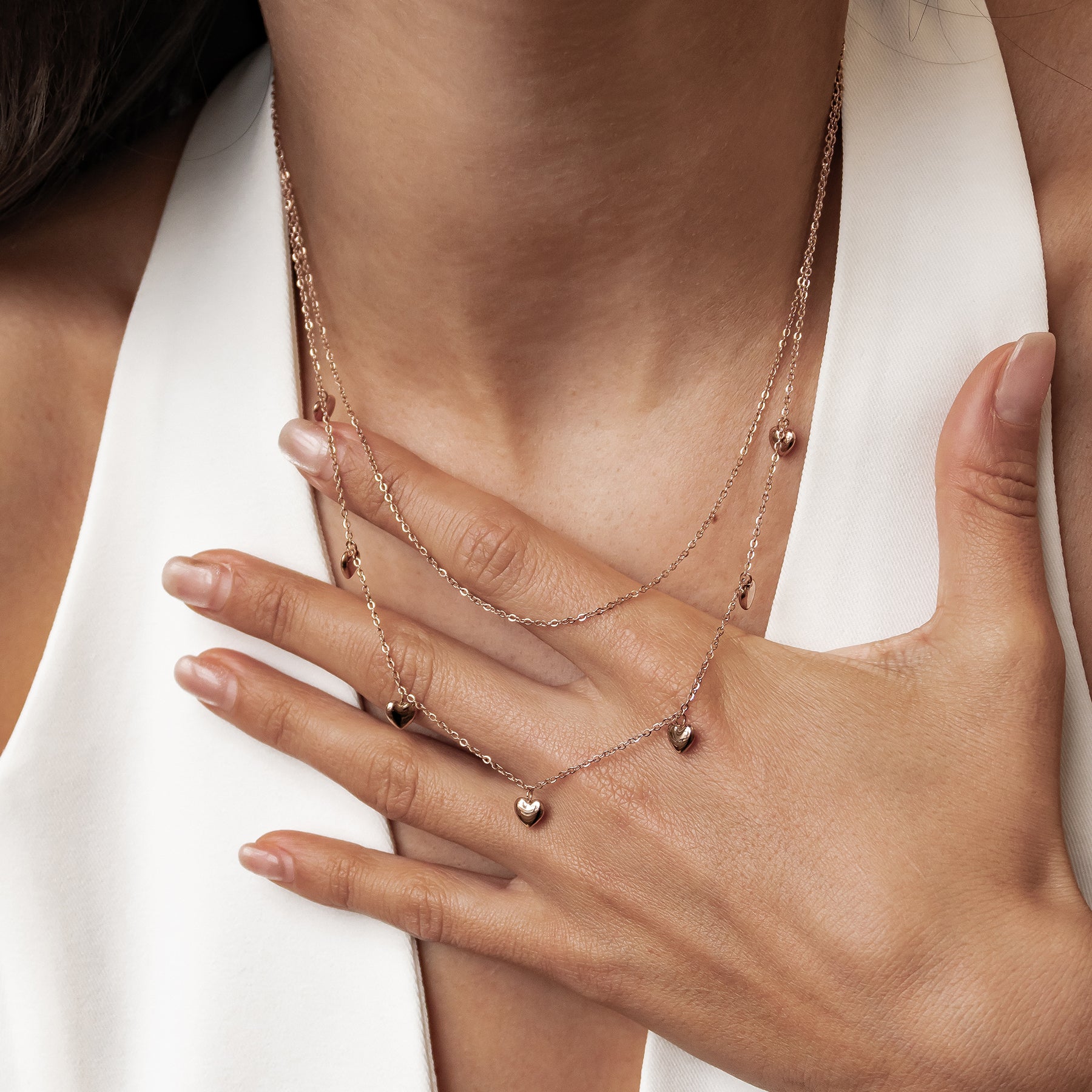 Layered Chunky Heart Necklace Waterproof