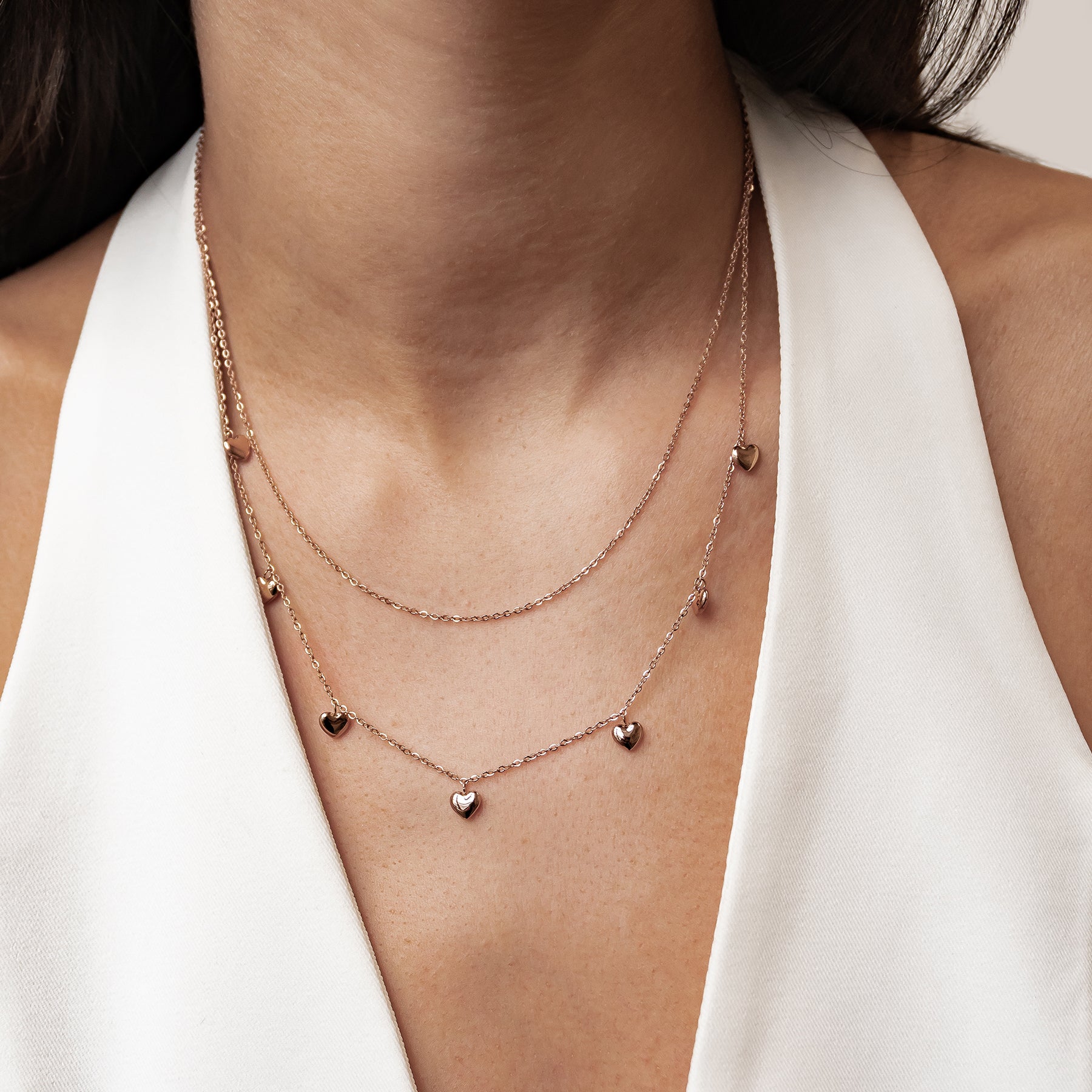 Layered Chunky Heart Necklace Waterproof