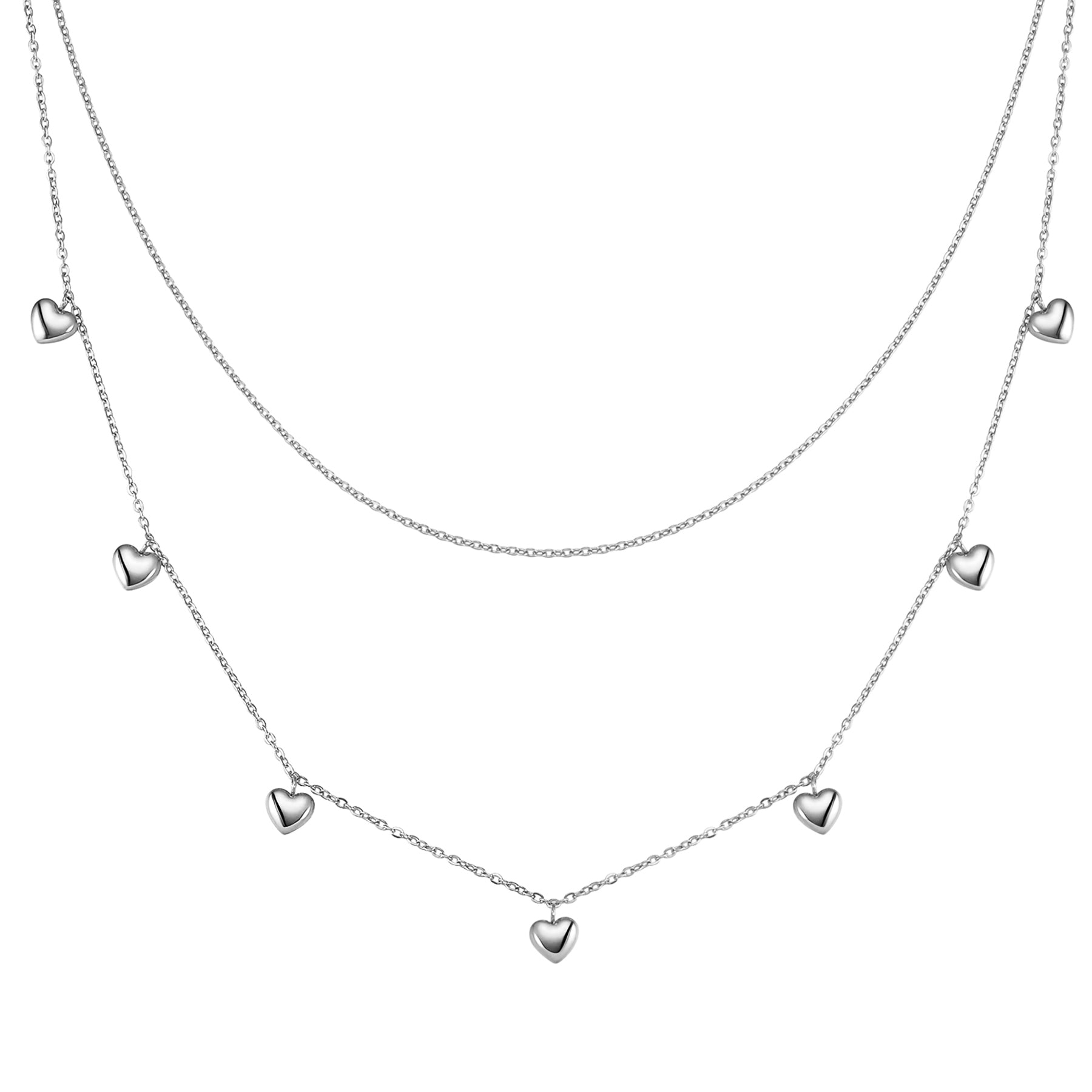 Layered Chunky Heart Necklace Waterproof