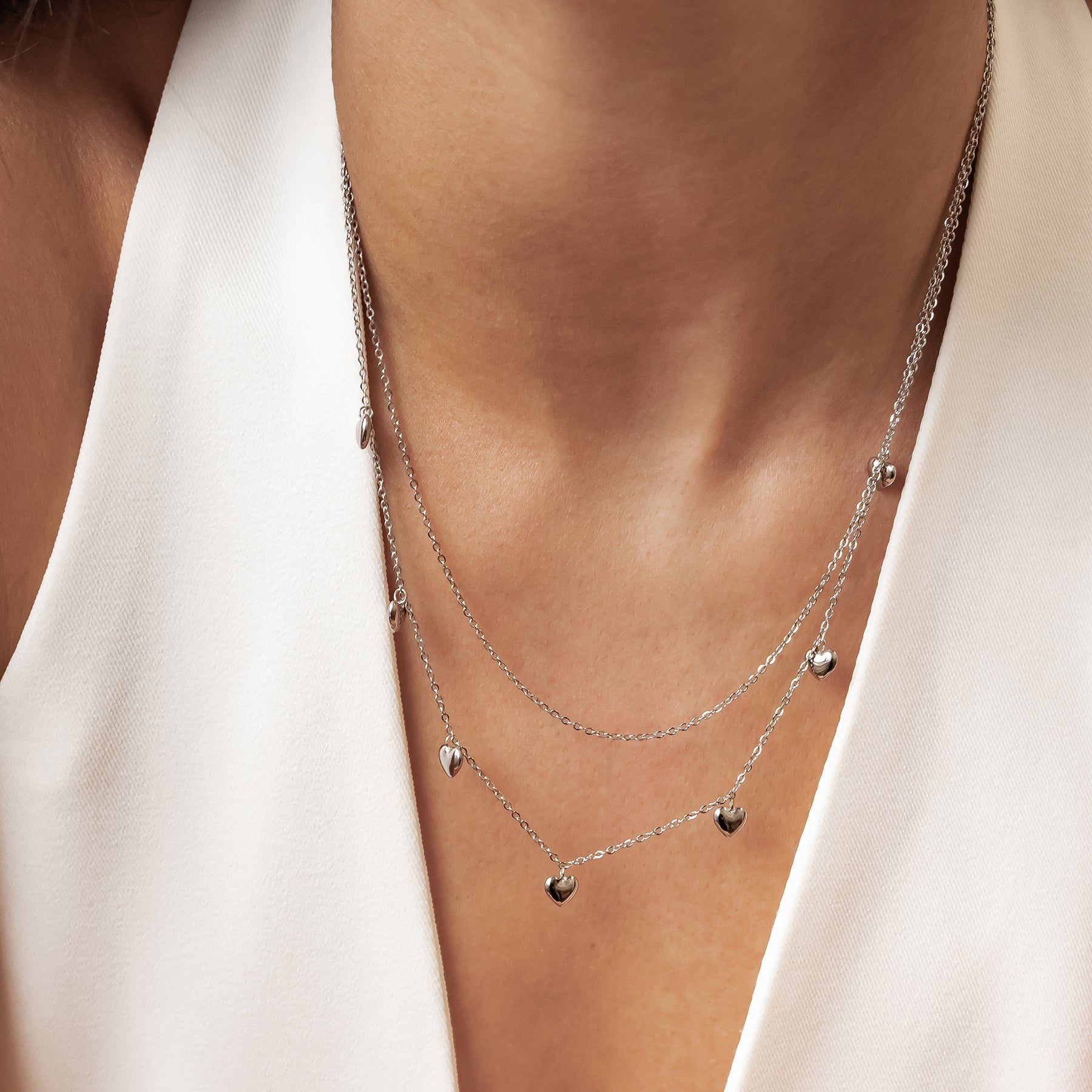 Layered Chunky Heart Necklace Waterproof