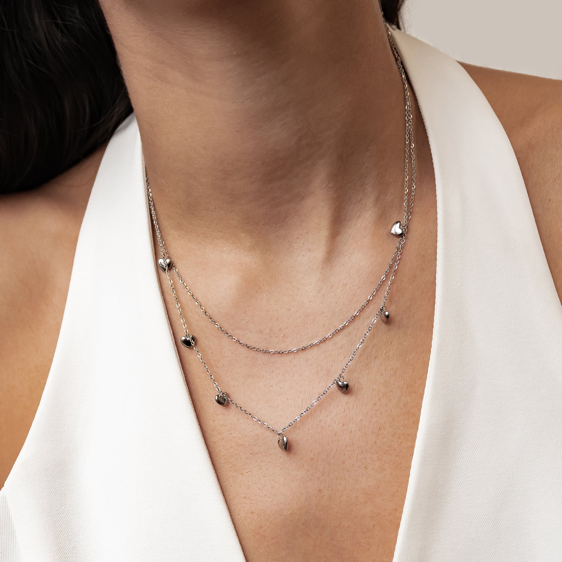 Layered Chunky Heart Necklace Waterproof