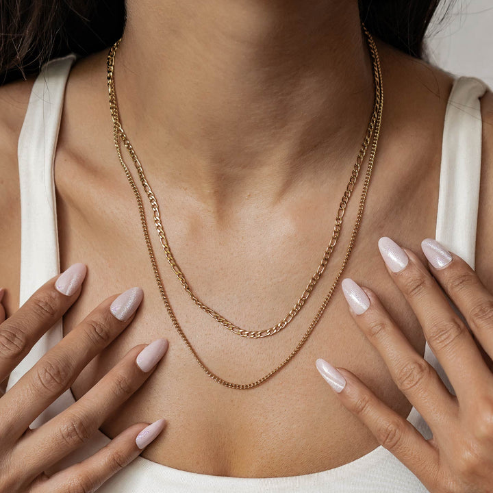 Zweireihige Kette mit Grobglied- und Paperclip-Kette Wasserfest