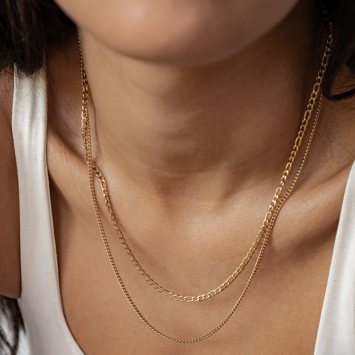 Zweireihige Kette mit Grobglied- und Paperclip-Kette Wasserfest