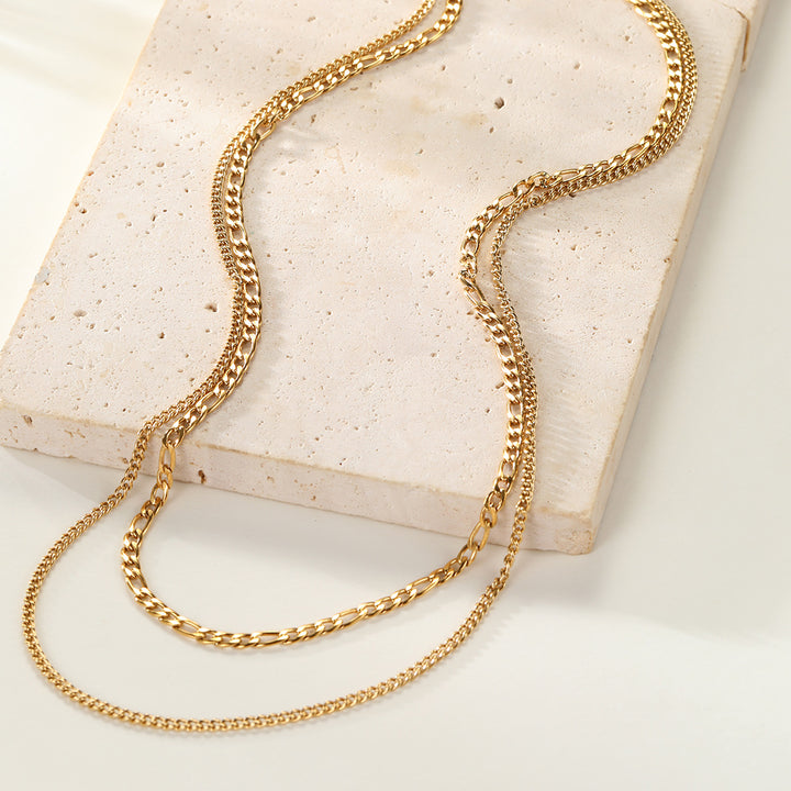 Zweireihige Kette mit Grobglied- und Paperclip-Kette Wasserfest