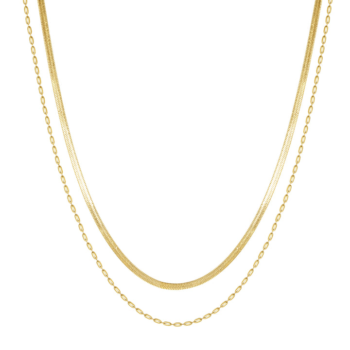 Collar a Capas de Cadenas Ovaladas y de Serpiente Waterproof