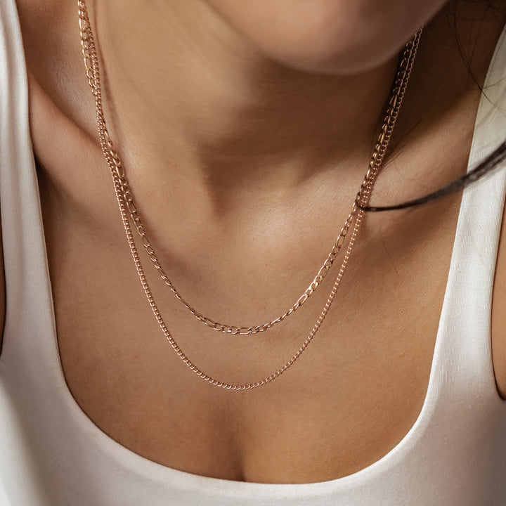 Zweireihige Kette mit Grobglied- und Paperclip-Kette Wasserfest