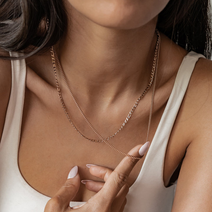 Zweireihige Kette mit Grobglied- und Paperclip-Kette Wasserfest