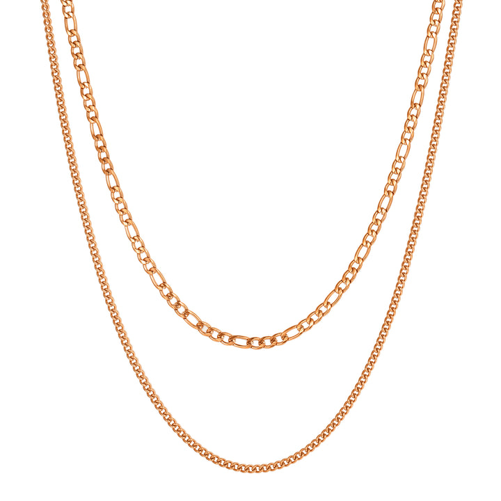 Layered Curb & Paperclip Chain Necklace Waterproof