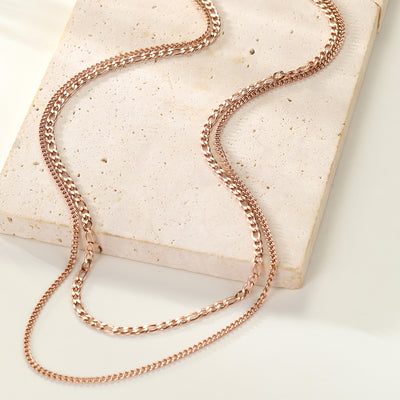 Layered Curb & Paperclip Chain Necklace Waterproof
