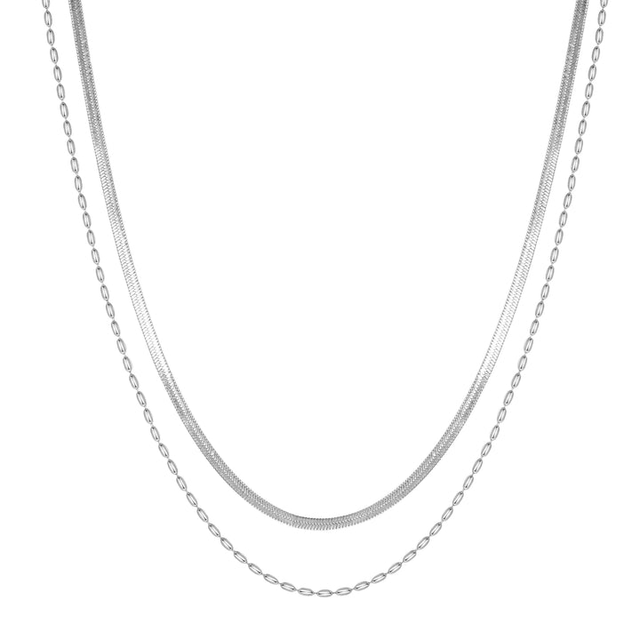 Collier Multi Rangs Chaînes Ovales et Serpent Waterproof