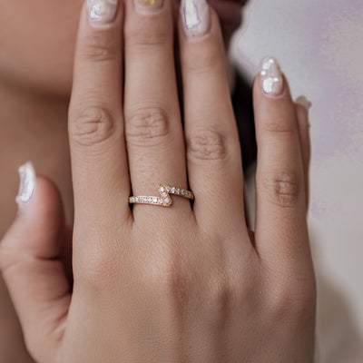 Bague Éclair Gemmes Acier Inoxydable