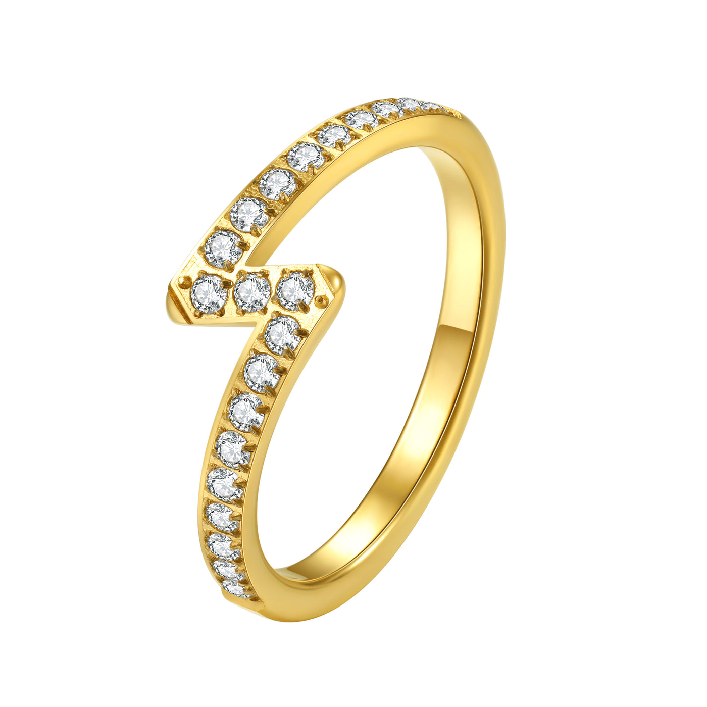 Bague Éclair Gemmes Acier Inoxydable