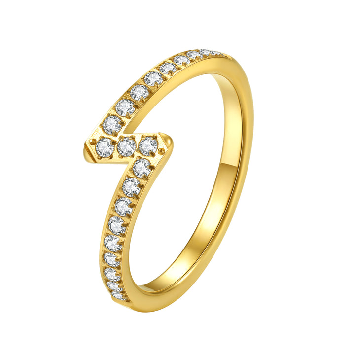 Anillo Rayo con Gemas Acero Inoxidable