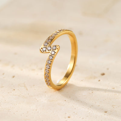 Bague Éclair Gemmes Acier Inoxydable