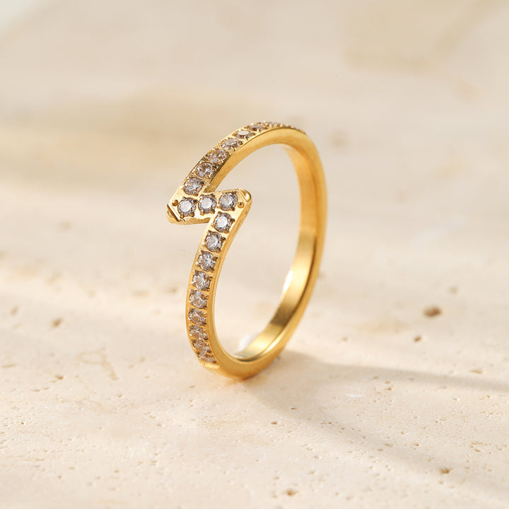 Bague Éclair Gemmes Acier Inoxydable