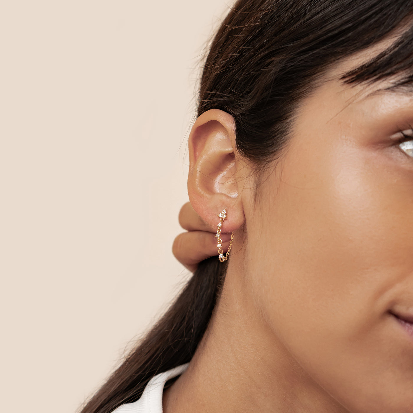 Lilienblüten-Ohrringe mit Ketten – Sterling Silber