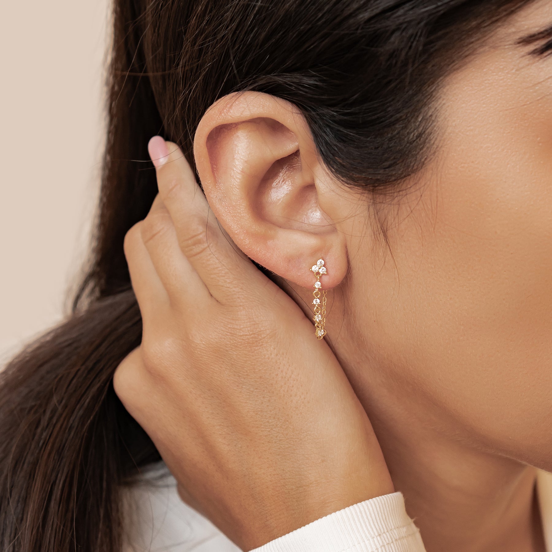 Boucles d’Oreilles Chaîne Lys Blossom Argent Sterling