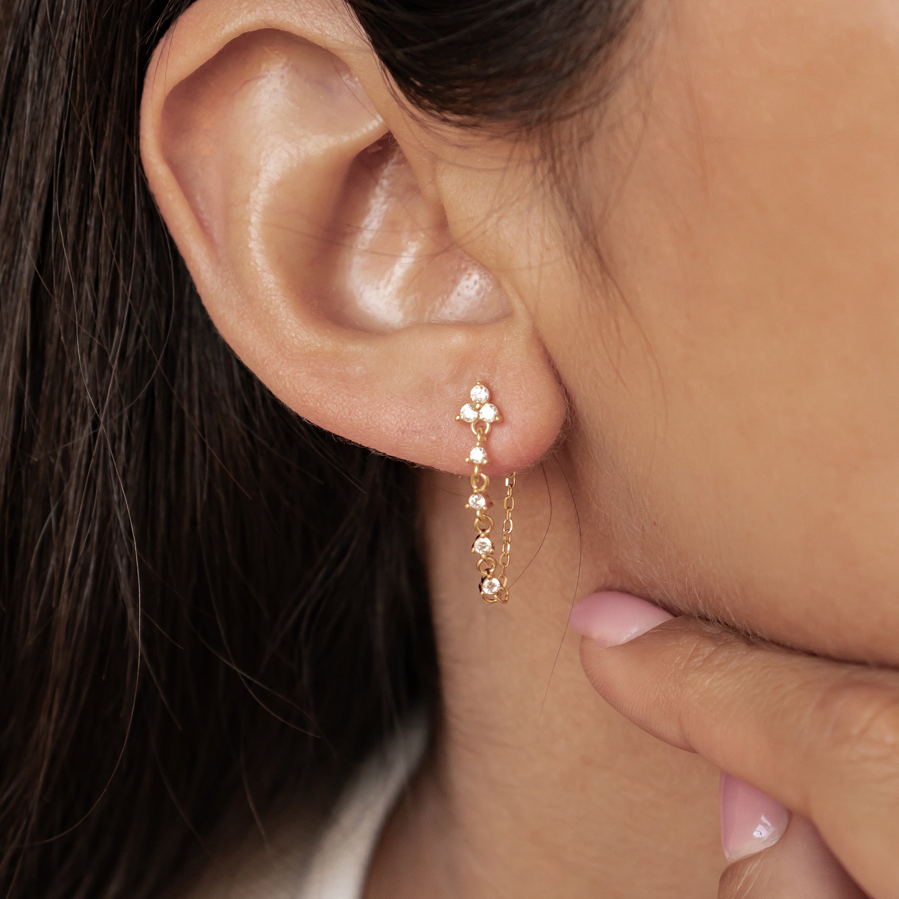 Boucles d’Oreilles Chaîne Lys Blossom Argent Sterling