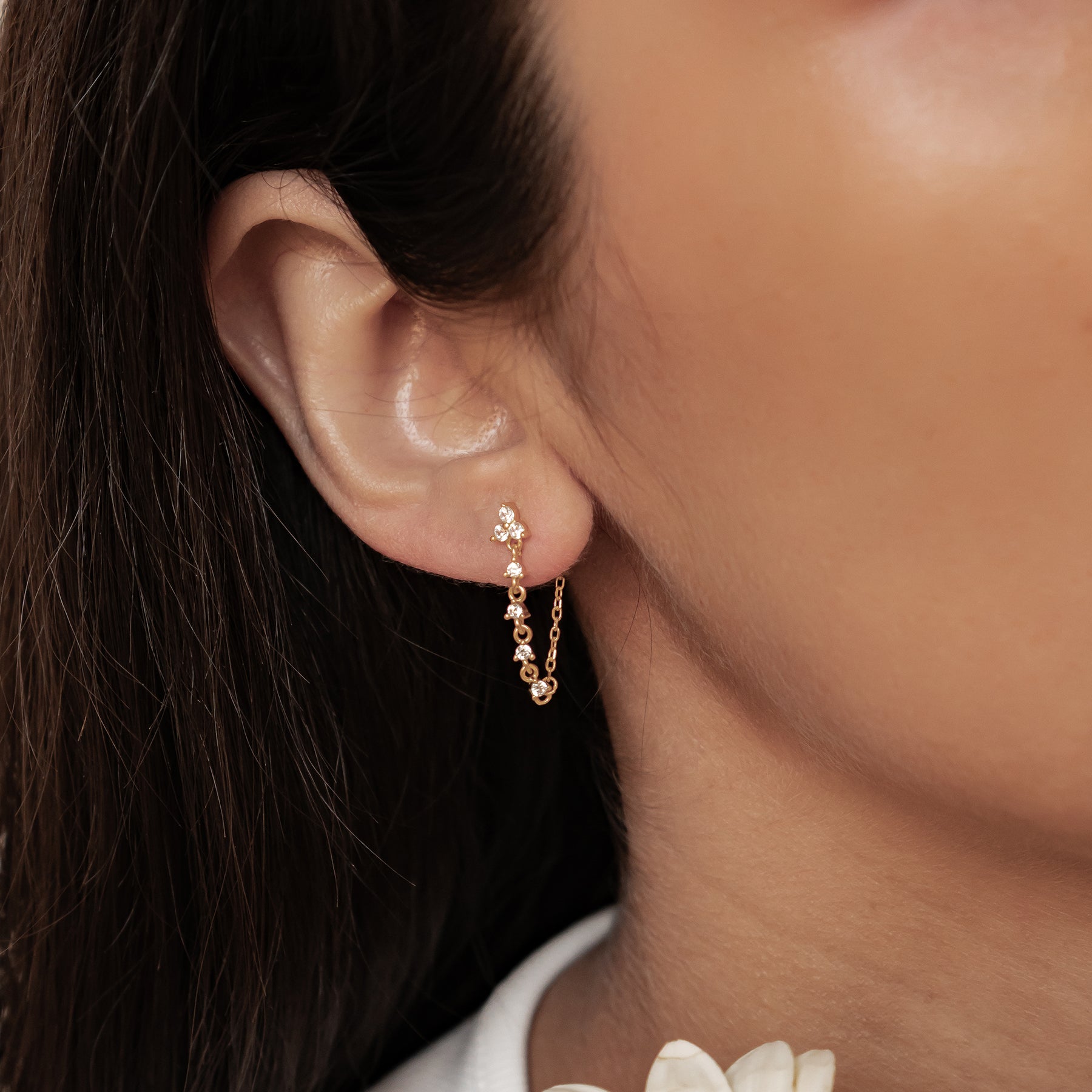 Boucles d’Oreilles Chaîne Lys Blossom Argent Sterling