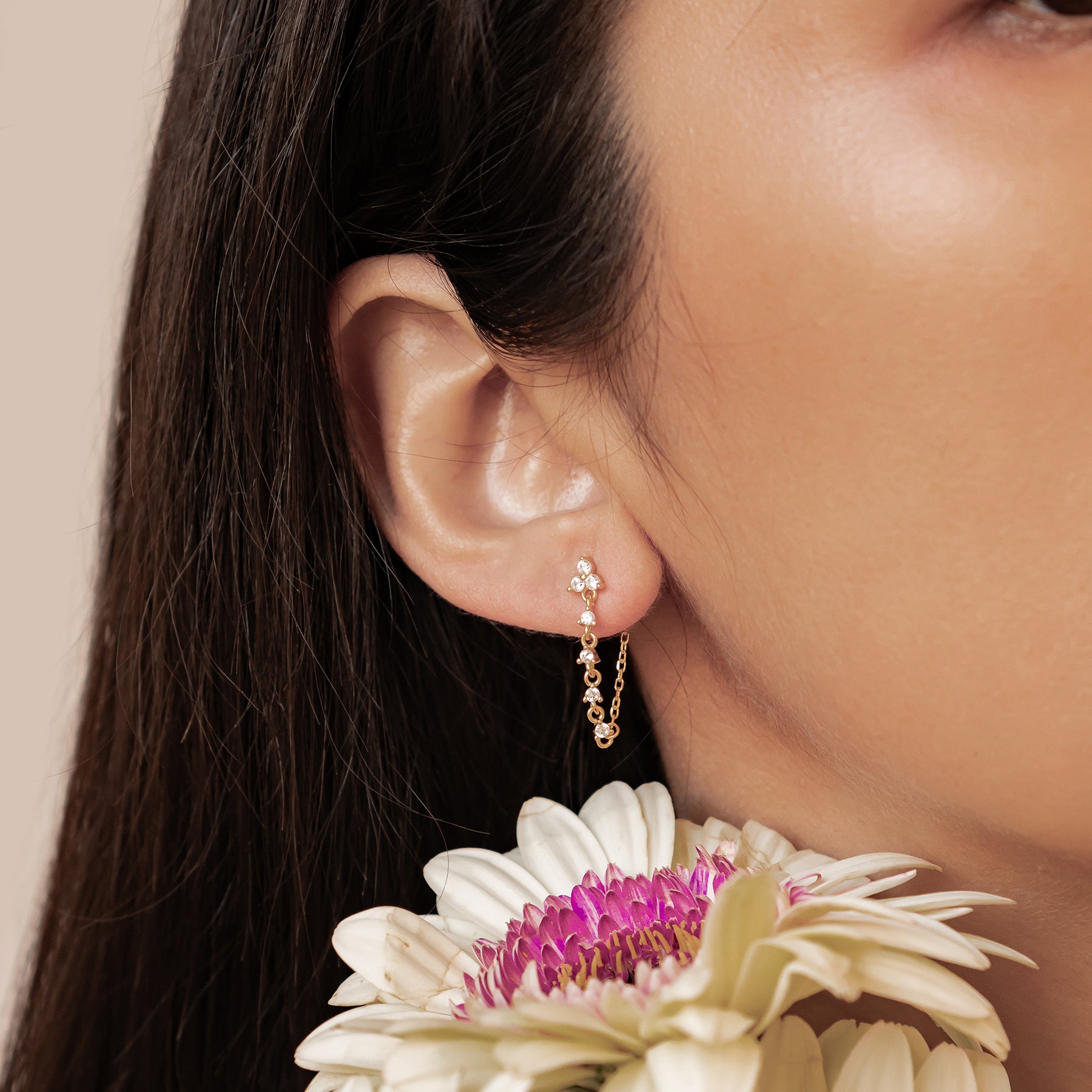 Boucles d’Oreilles Chaîne Lys Blossom Argent Sterling