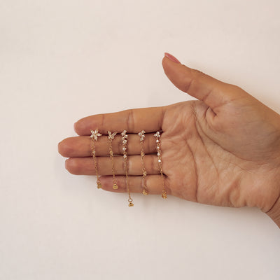 Lilienblüten-Ohrringe mit Ketten – Sterling Silber