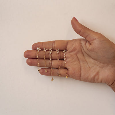 Lilienblüten-Ohrringe mit Ketten – Sterling Silber