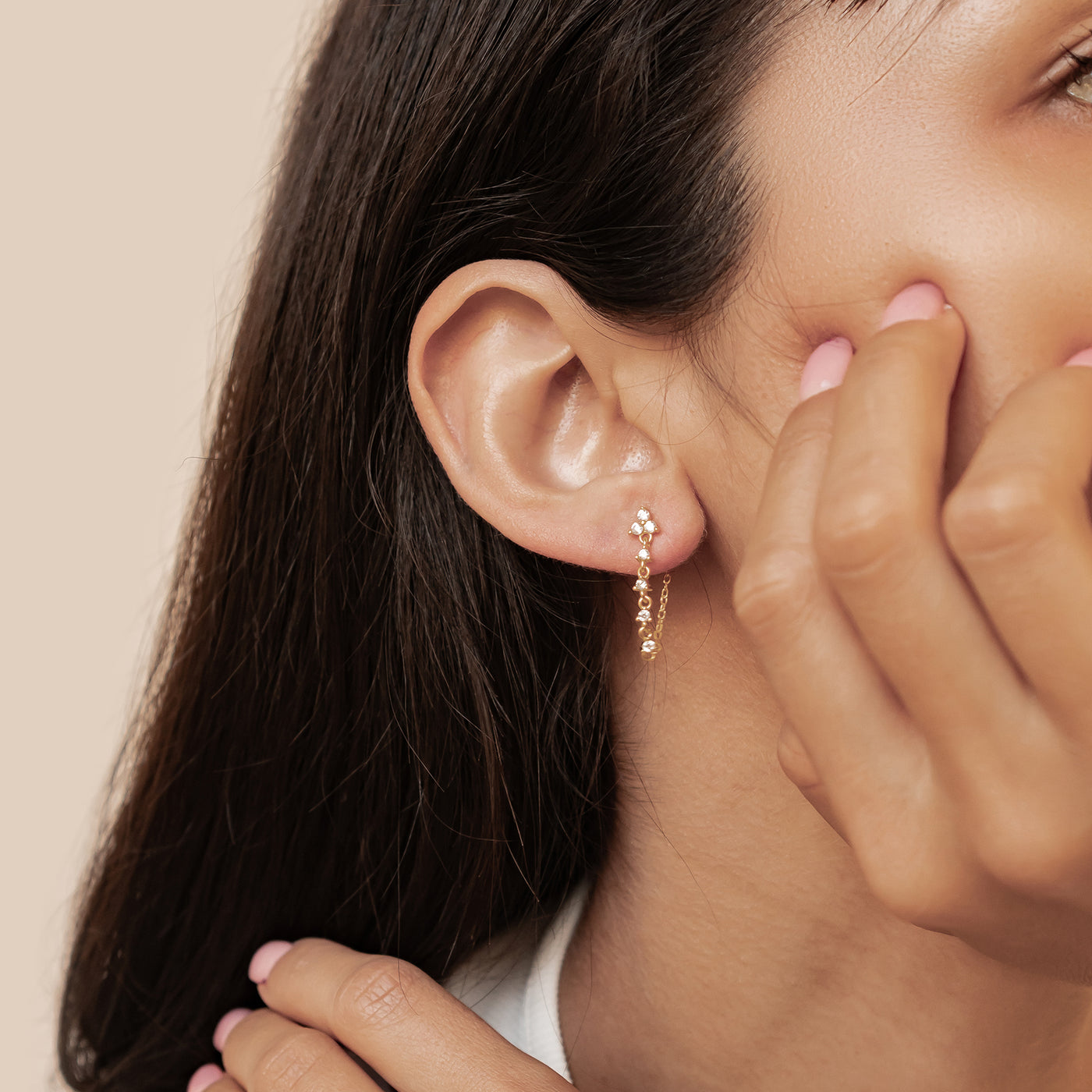 Lilienblüten-Ohrringe mit Ketten – Sterling Silber