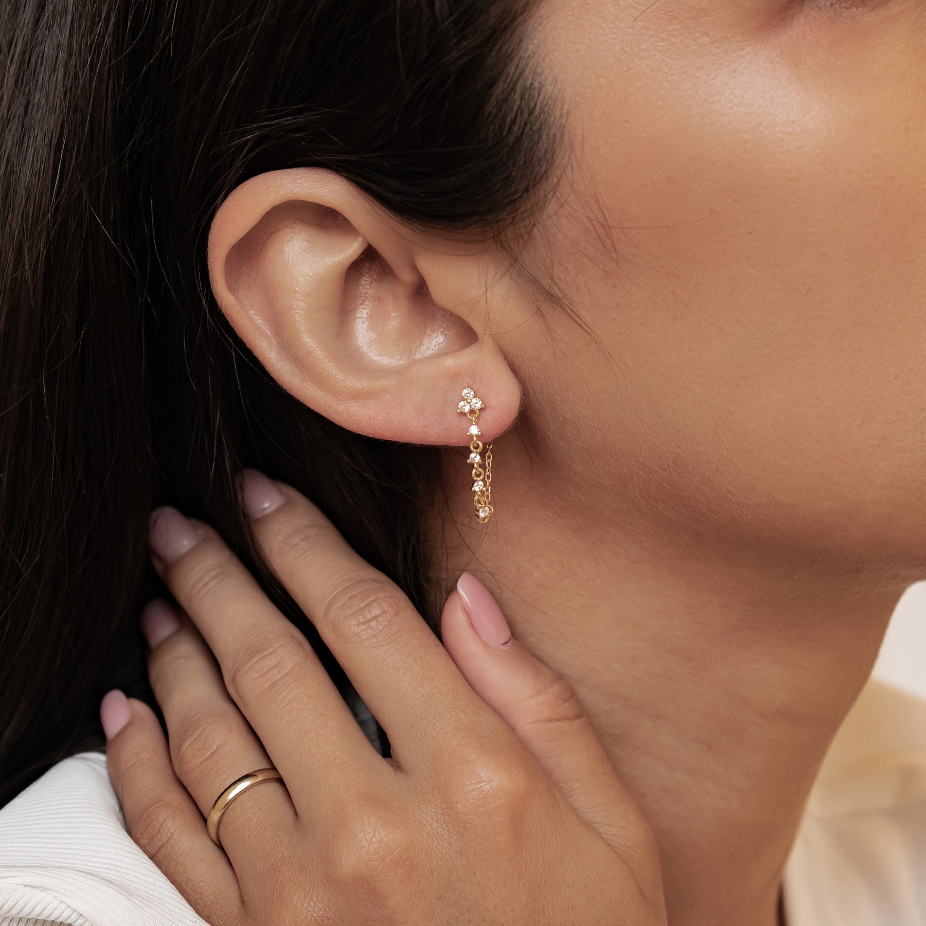 Boucles d’Oreilles Chaîne Lys Blossom Argent Sterling