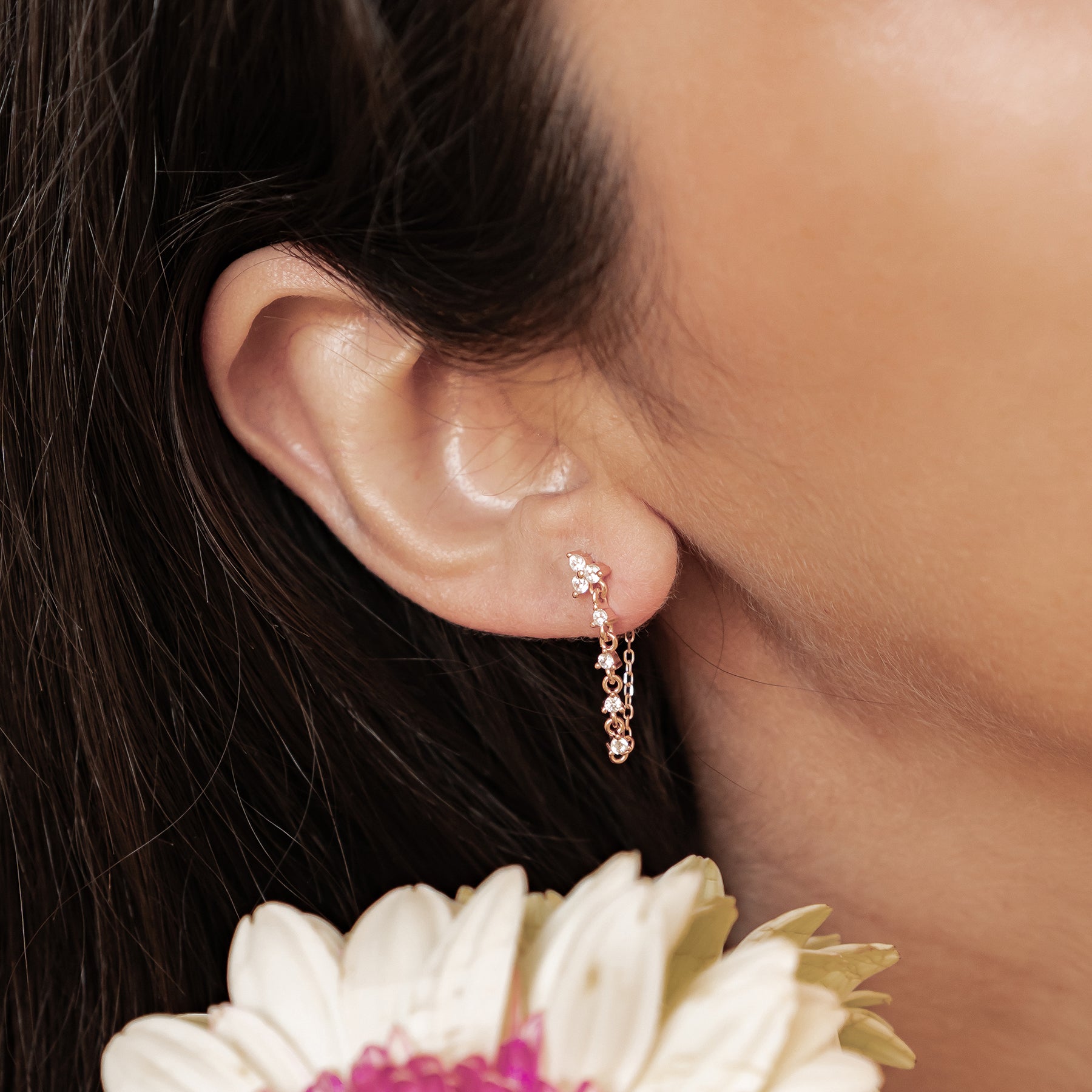 Boucles d’Oreilles Chaîne Lys Blossom Argent Sterling