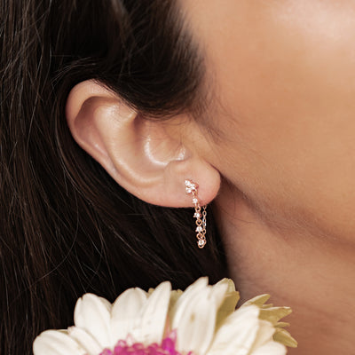 Lilienblüten-Ohrringe mit Ketten – Sterling Silber