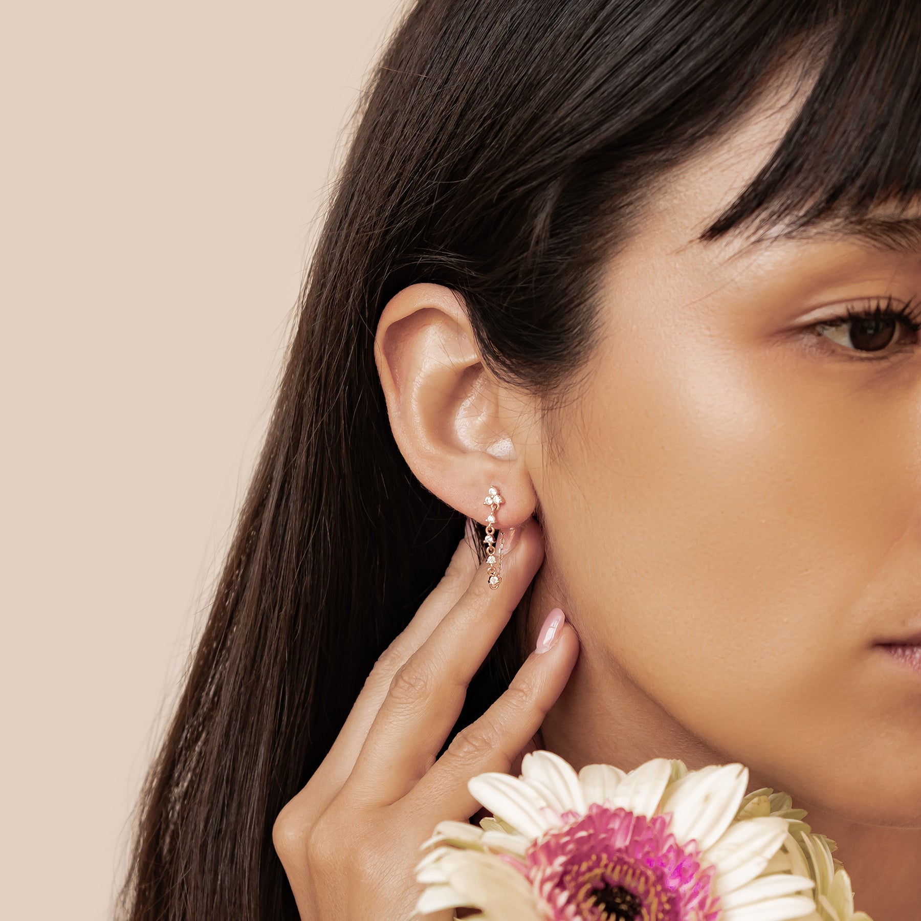 Boucles d’Oreilles Chaîne Lys Blossom Argent Sterling