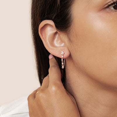 Lilienblüten-Ohrringe mit Ketten – Sterling Silber