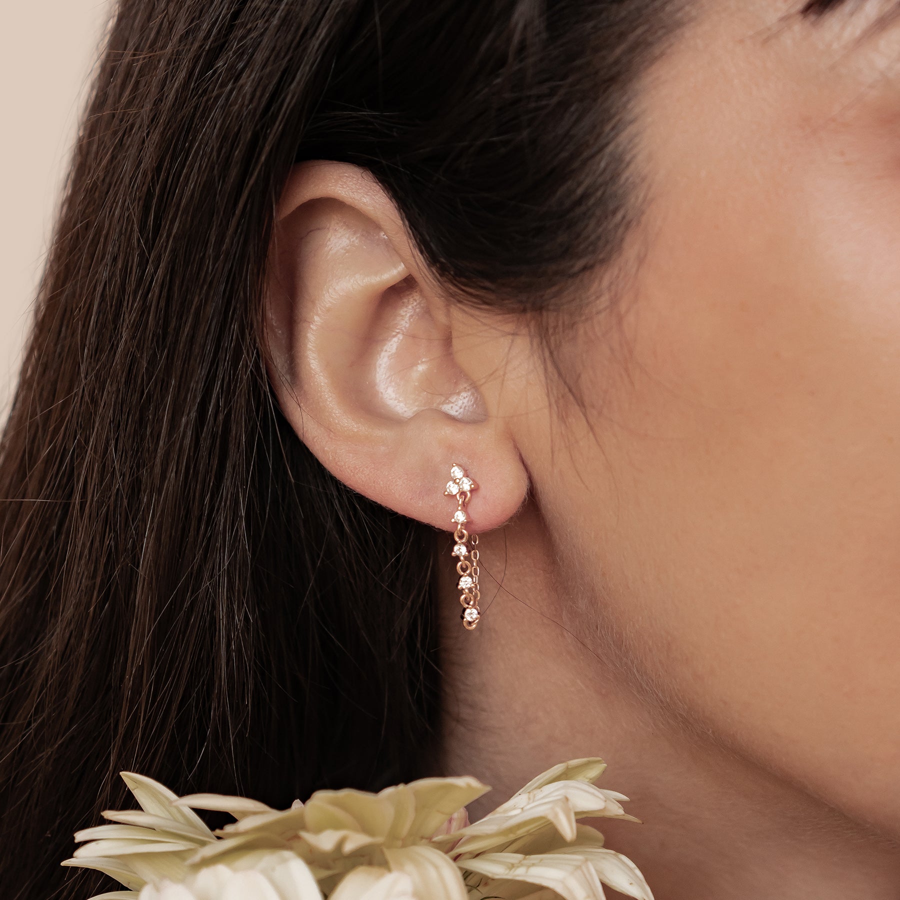 Boucles d’Oreilles Chaîne Lys Blossom Argent Sterling