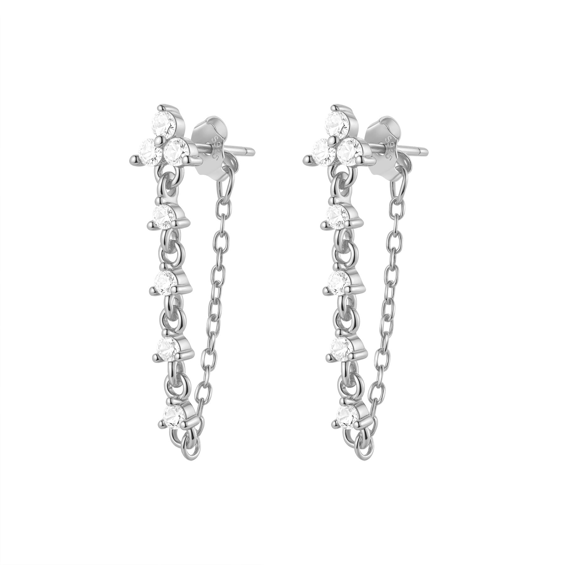 Boucles d’Oreilles Chaîne Lys Blossom Argent Sterling