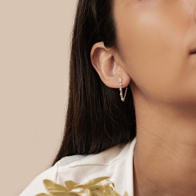 Lilienblüten-Ohrringe mit Ketten – Sterling Silber