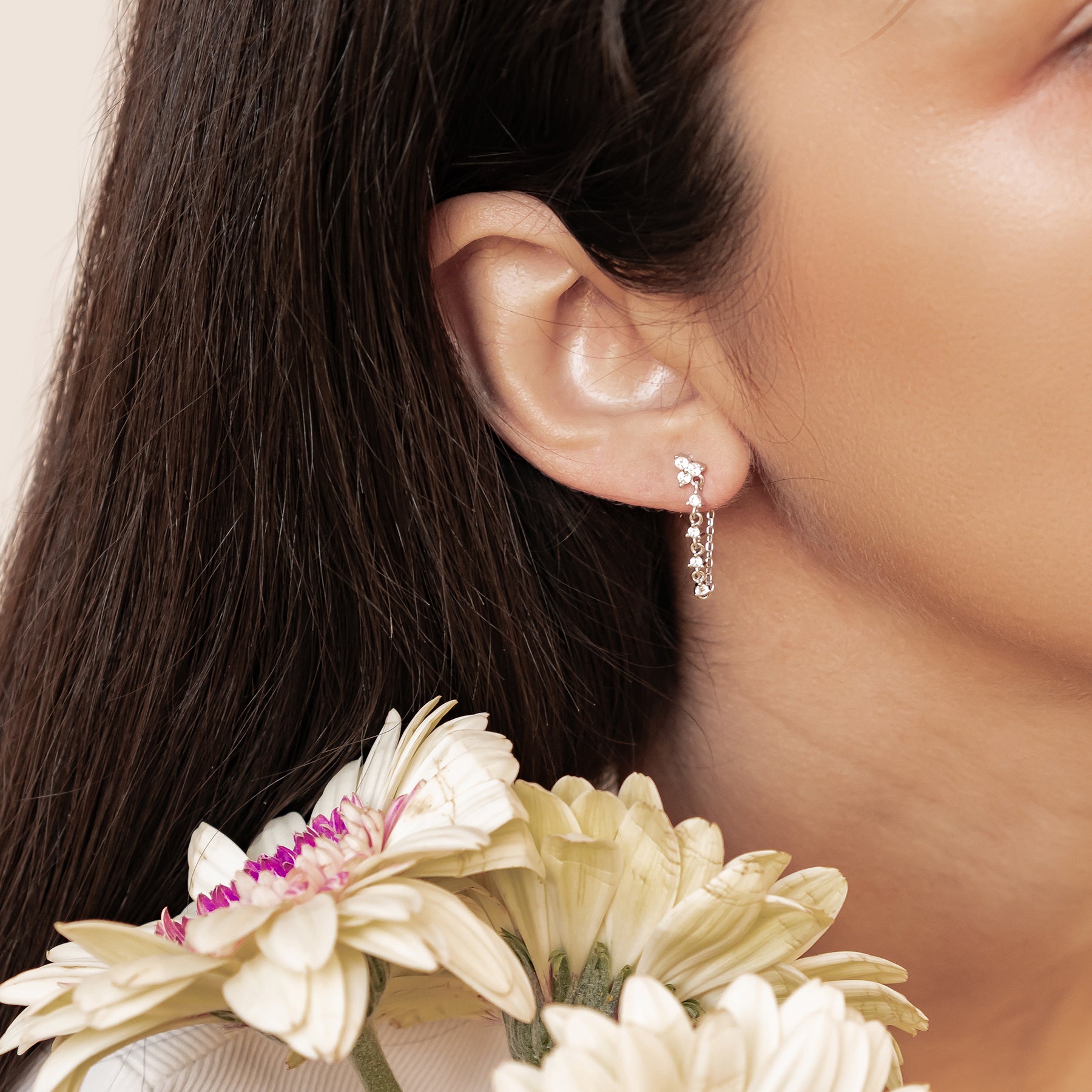 Boucles d’Oreilles Chaîne Lys Blossom Argent Sterling