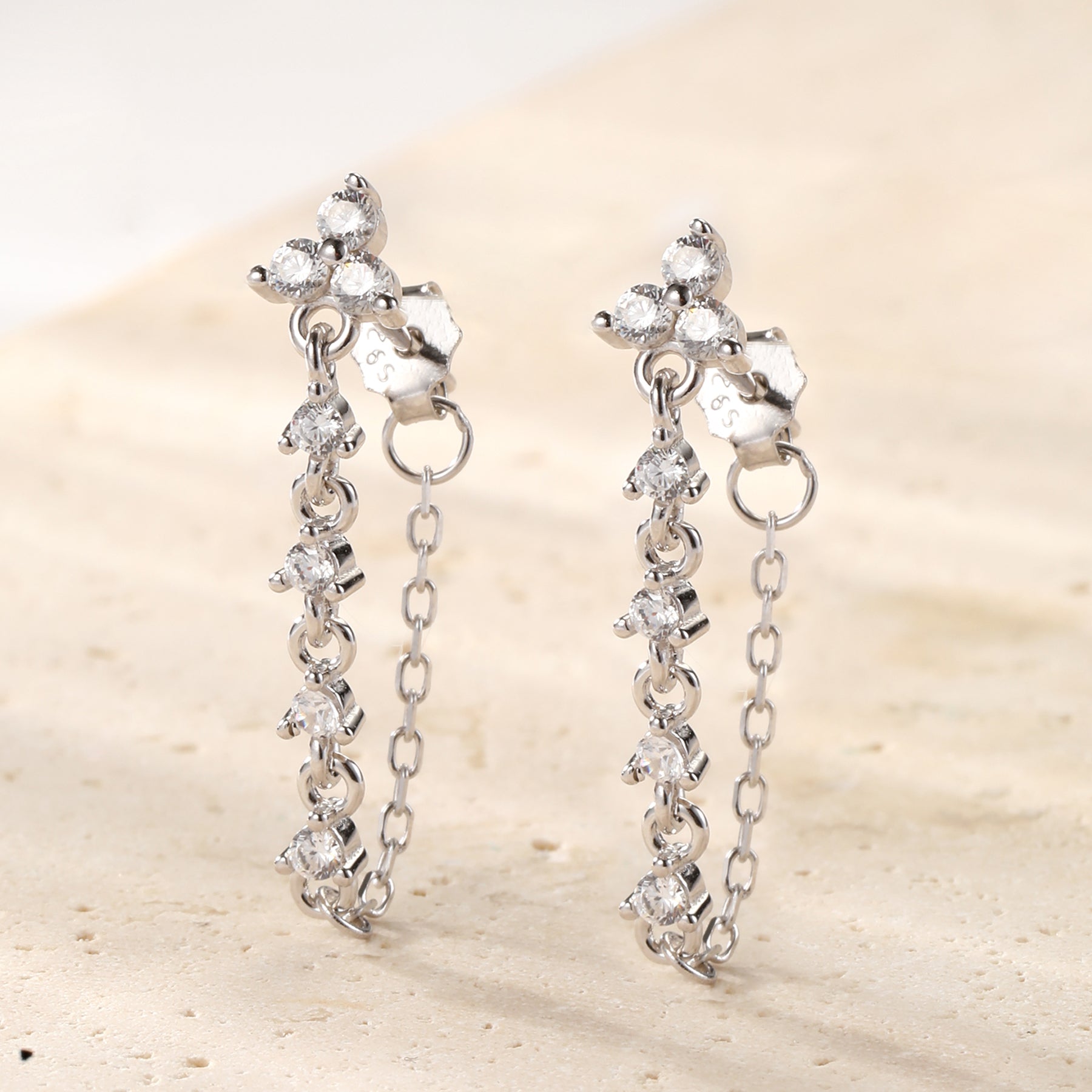Boucles d’Oreilles Chaîne Lys Blossom Argent Sterling