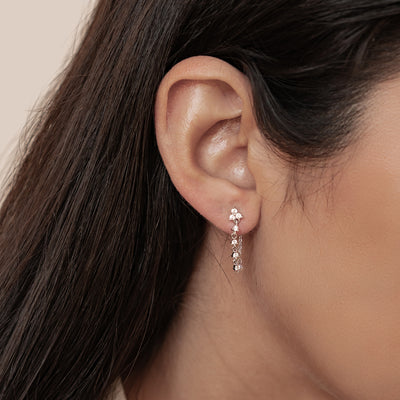 Lilienblüten-Ohrringe mit Ketten – Sterling Silber