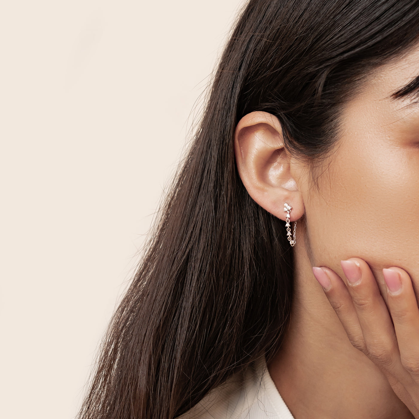 Lilienblüten-Ohrringe mit Ketten – Sterling Silber