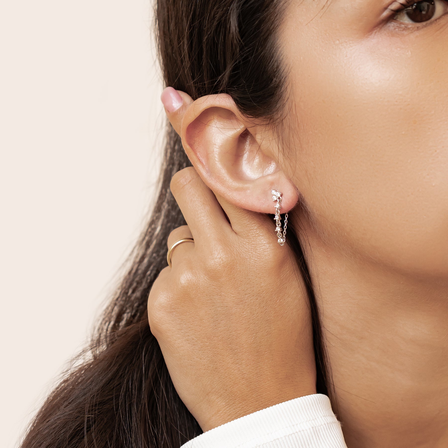 Boucles d’Oreilles Chaîne Lys Blossom Argent Sterling