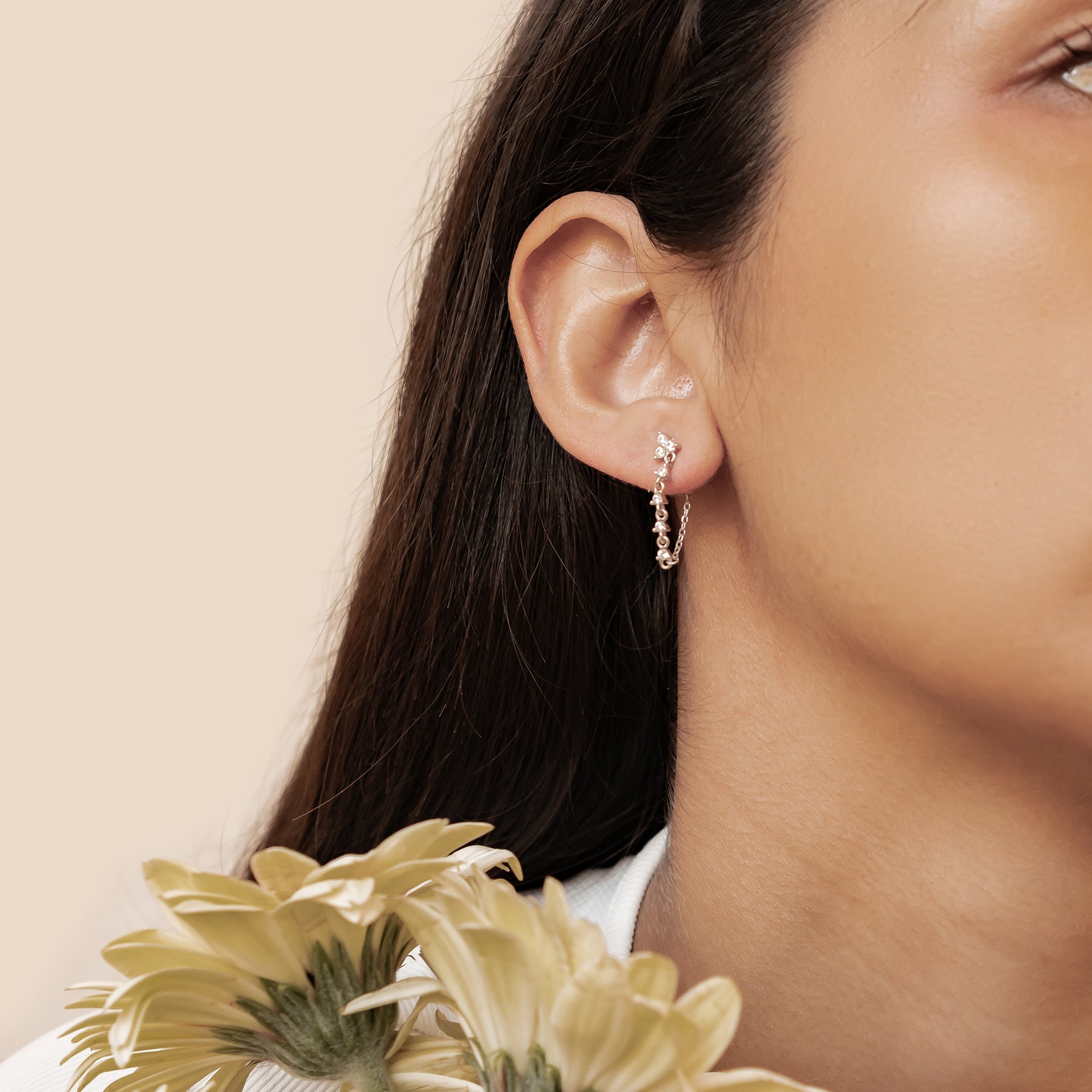 Boucles d’Oreilles Chaîne Lys Blossom Argent Sterling