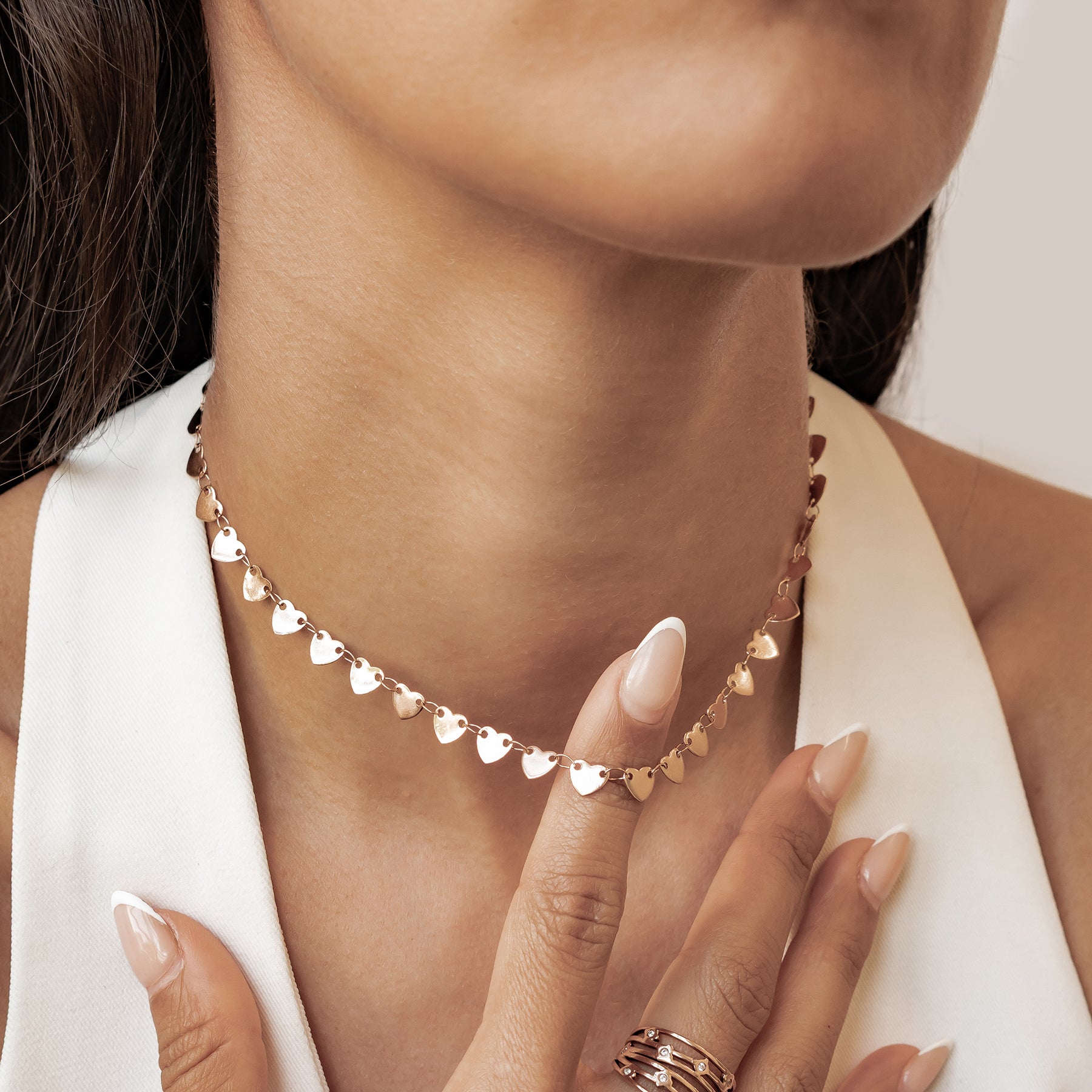 Linked Heart Statement Necklace Waterproof