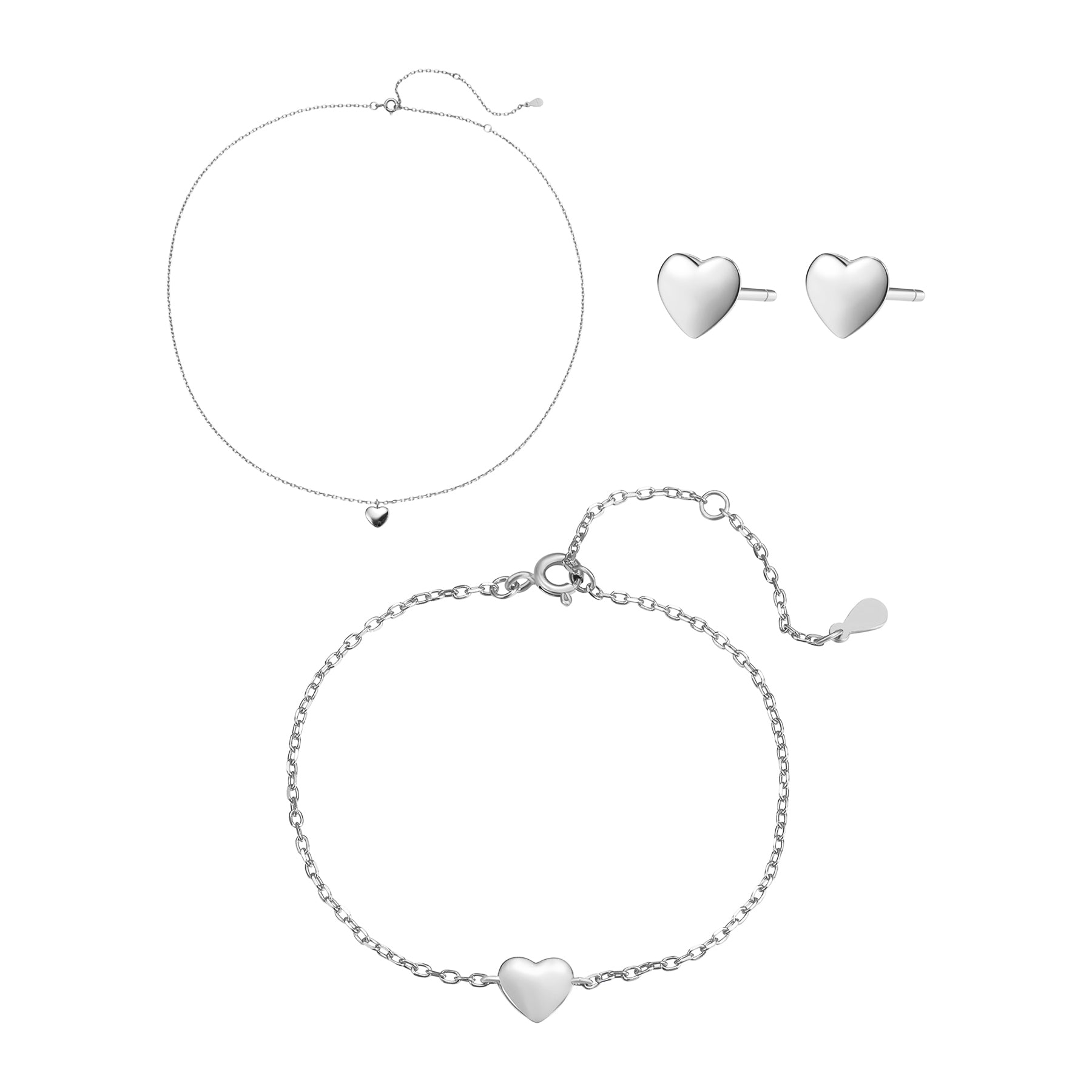 Love Heart Jewelry Set Sterling Silver