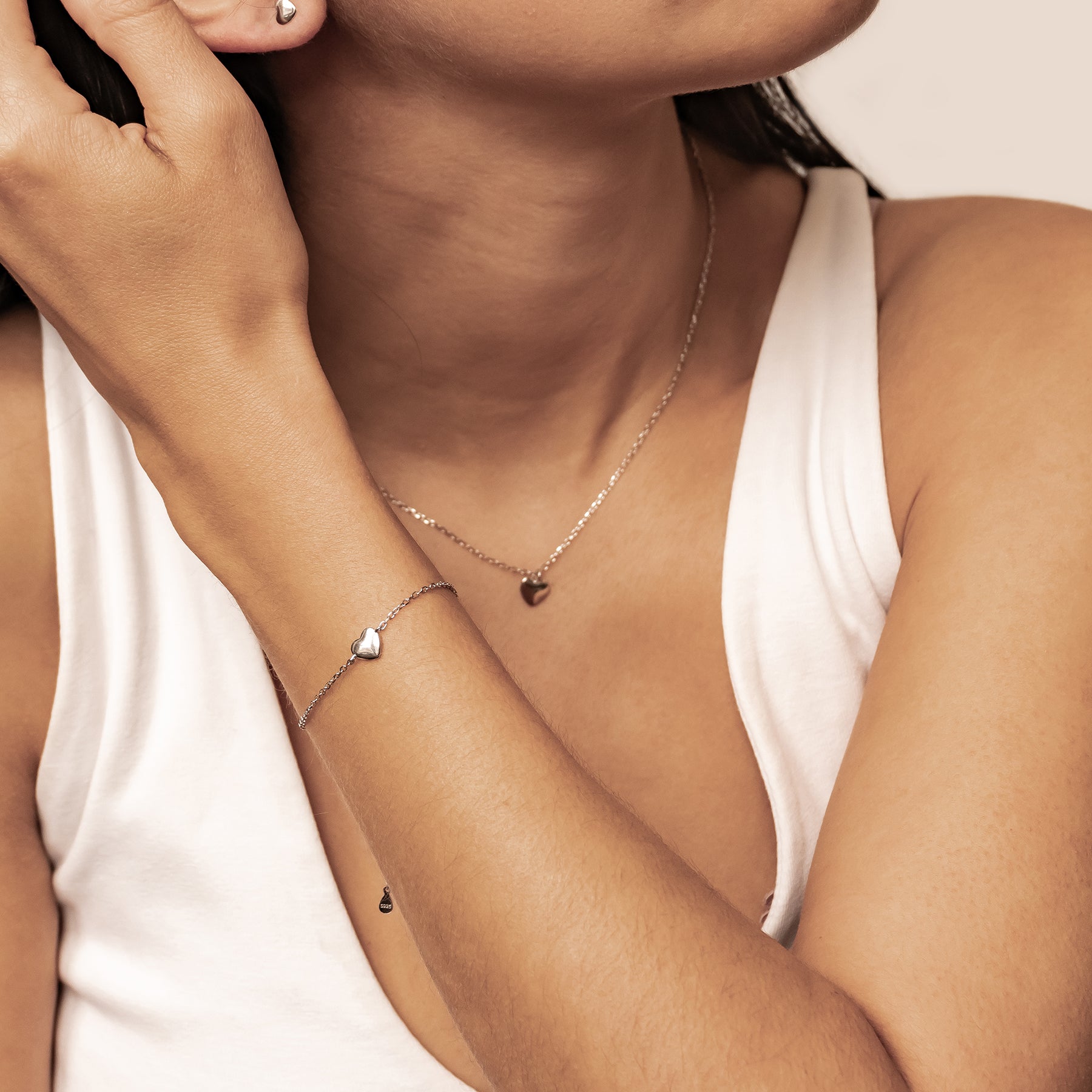 Love Heart Jewelry Set Sterling Silver