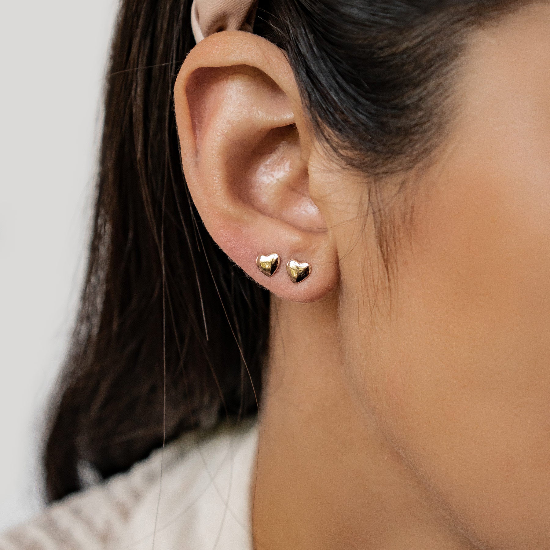 Pendientes de Botón Corazón Amor Plata de Ley