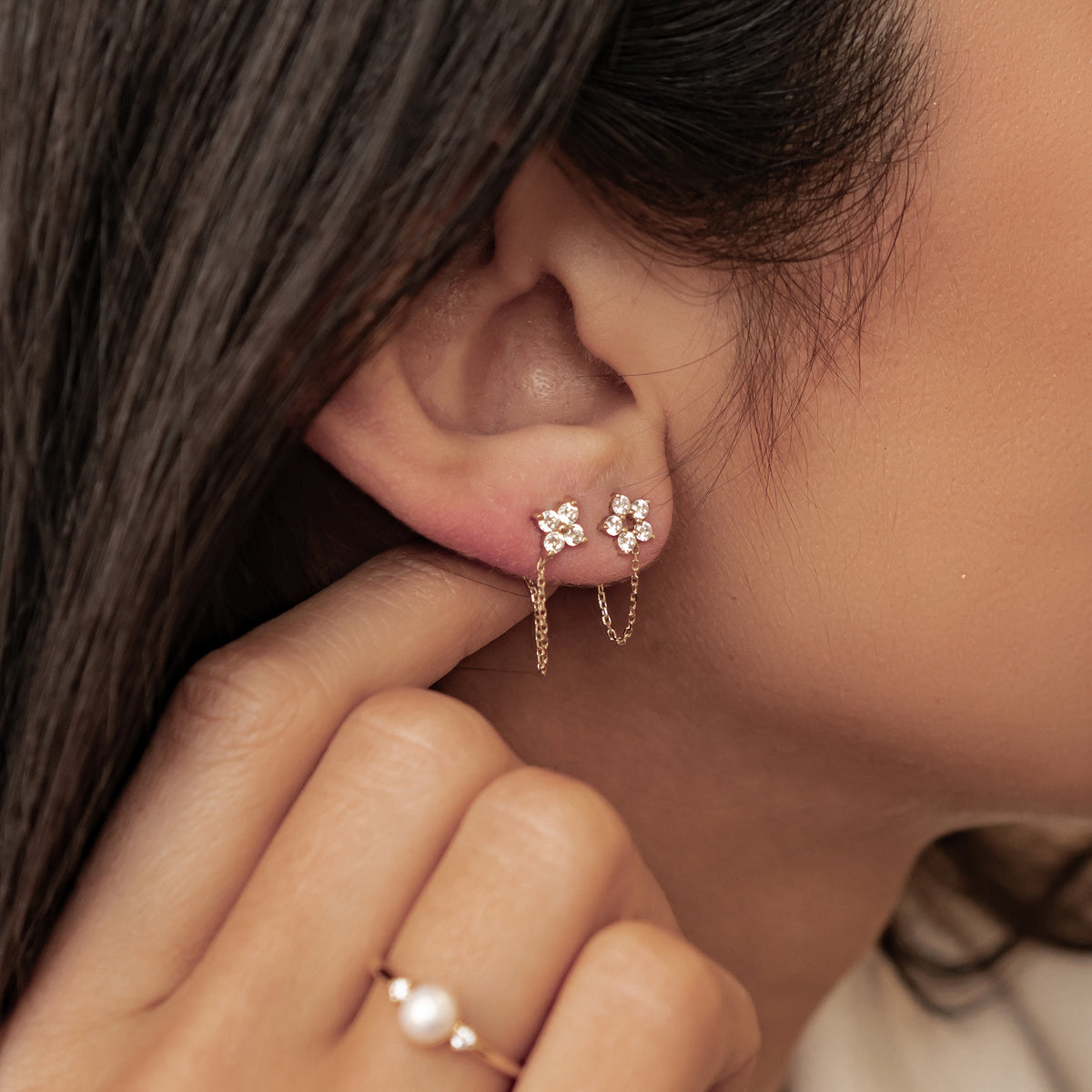Luck Chain Earrings 14K Gold – Hey Happiness