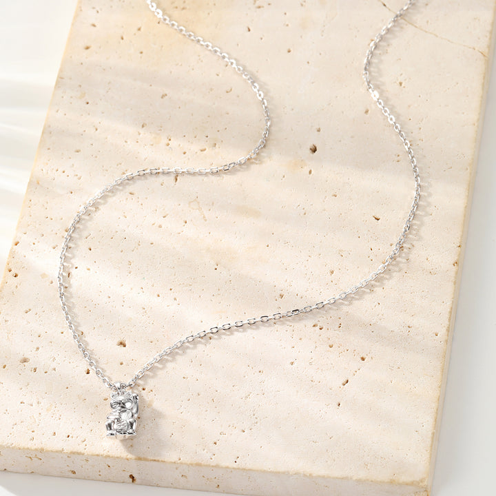 Collar Colgante Gato Afortunado Plata de Ley 925
